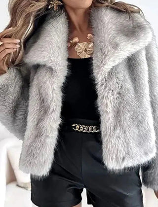 Cropped faux fur jacket in Grey