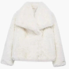 Cropped faux fur jacket in White
