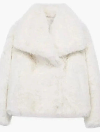 Cropped faux fur jacket in White