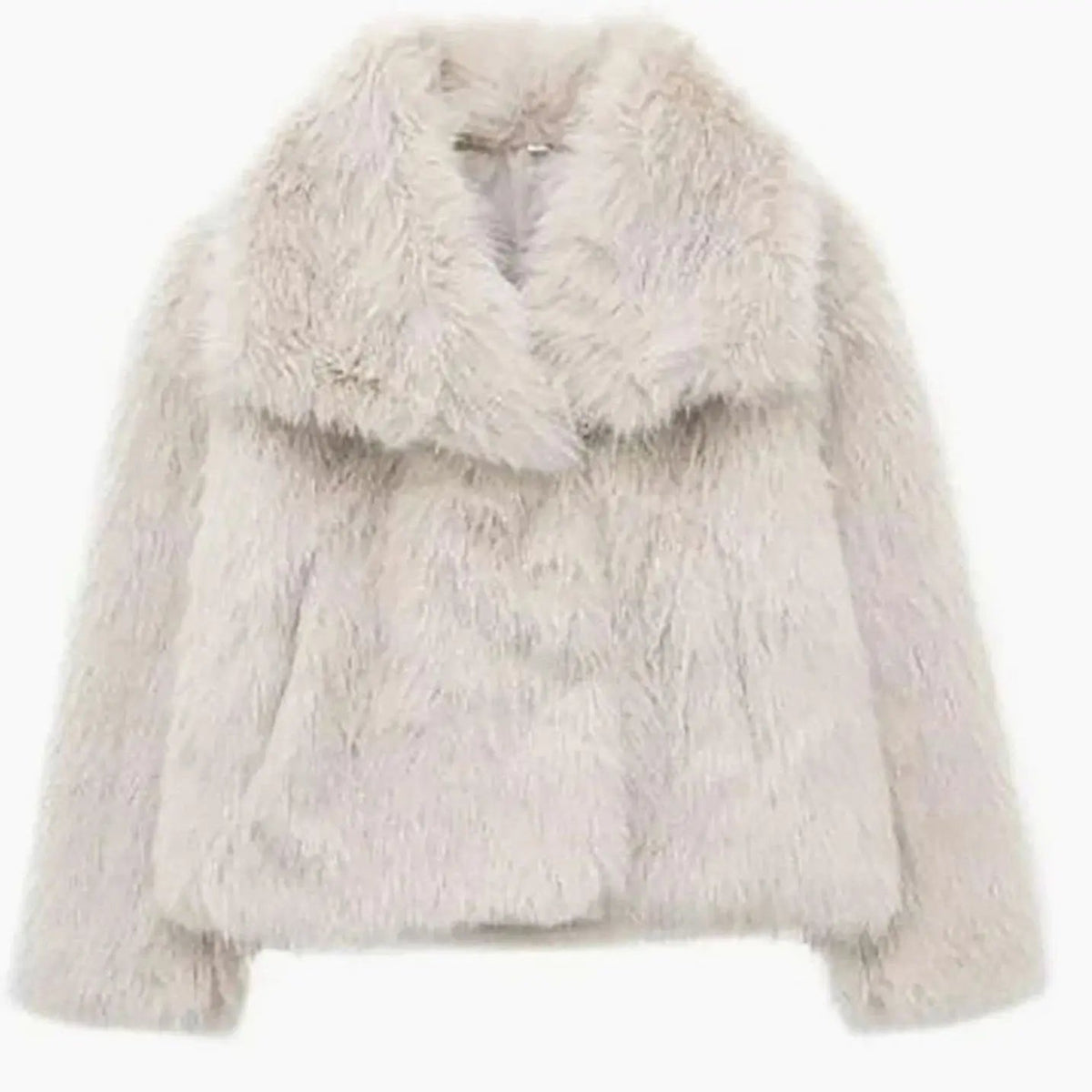 Cropped faux fur jacket in Cream