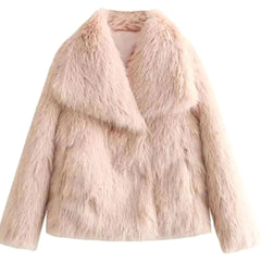 Cropped faux fur jacket in Light Pink