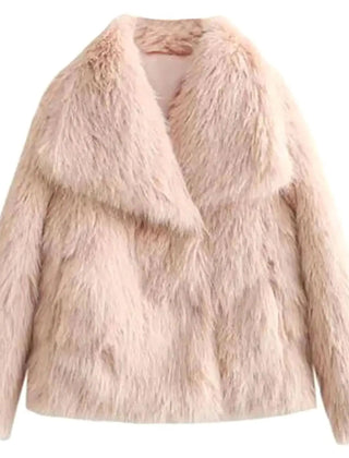 Cropped faux fur jacket in Light Pink