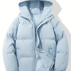 Zip-up hooded puffer jacket in Light Blue