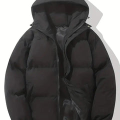 Zip-up hooded puffer jacket in Black