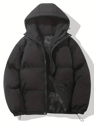 Zip-up hooded puffer jacket in Black