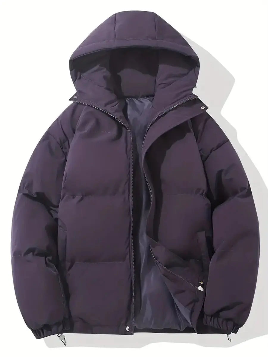 Zip-up hooded puffer jacket in Purple