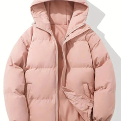 Zip-up hooded puffer jacket in Pink