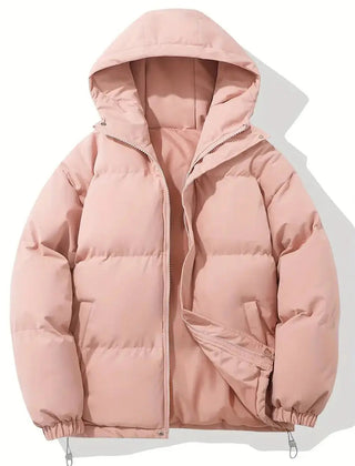 Zip-up hooded puffer jacket in Pink