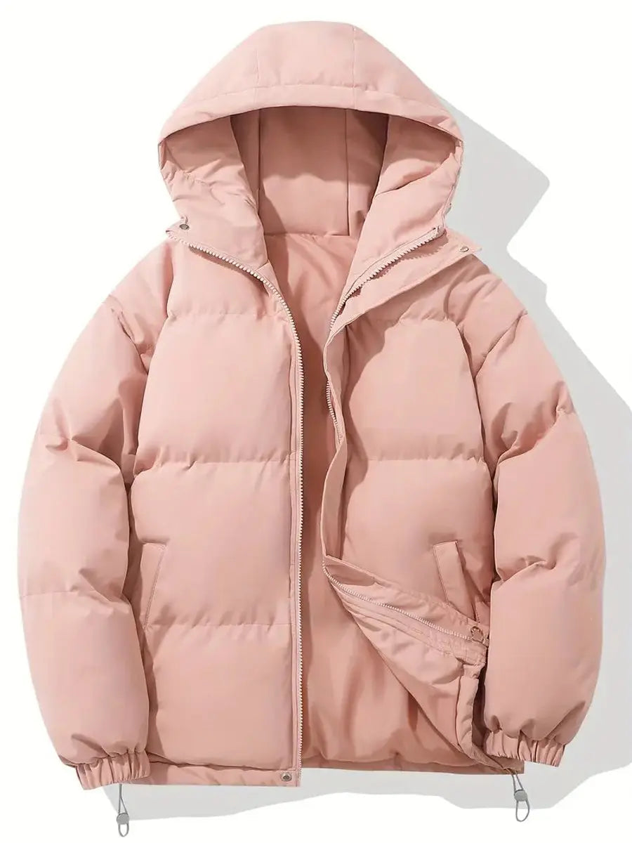 Zip-up hooded puffer jacket in Pink