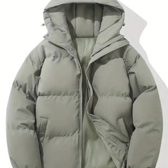 Zip-up hooded puffer jacket in Light Grey