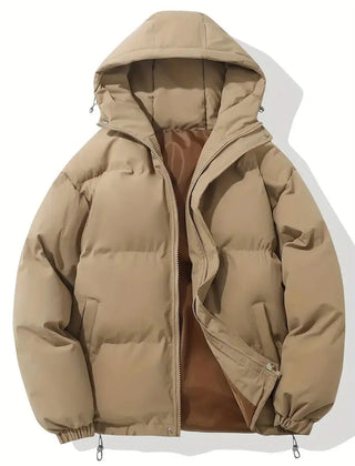 Zip-up hooded puffer jacket in Khaki