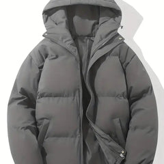 Zip-up hooded puffer jacket in Dark Grey