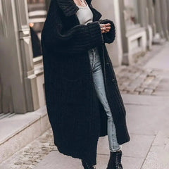 Chunky knit longline cardigan in Black